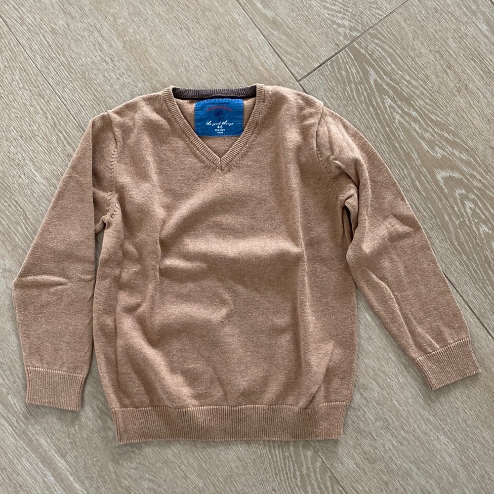 Zara khaki V-neck sweater, size 4-5